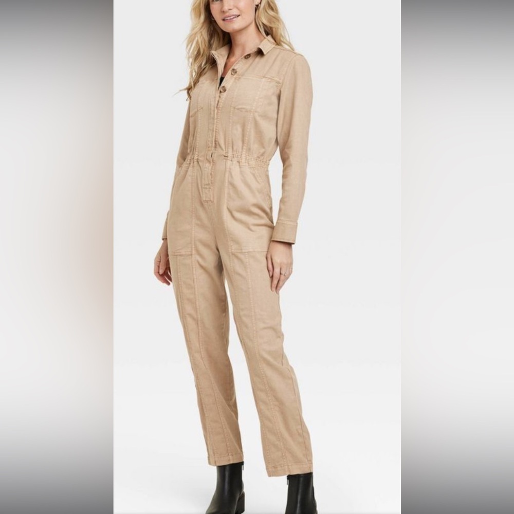 Universal Thread Women's Long Sleeve Button Down Coveralls Jumpsuits